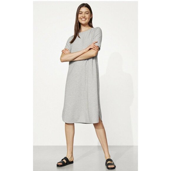 Eileen Fisher TENCEL RIB CREW NECK DRESS Size M - Picture 2 of 4